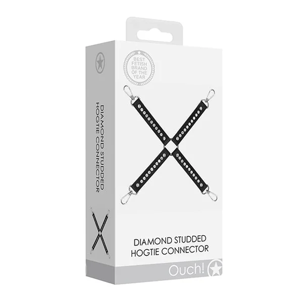 Shots Ouch Diamond Studded Hogtie - Black