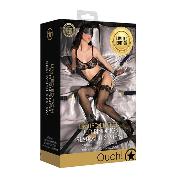 Shots Ouch Limited Edition Gold Bed Bindings Restraint System
