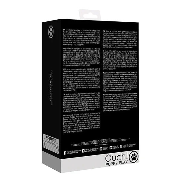 Shots Ouch Puppy Play Lined Fist Mitts – Black