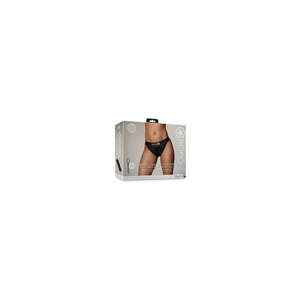 Shots Ouch Vibrating Strap On Thong W/removable Rear Straps - Black