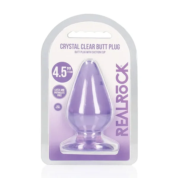 Shots RealRock Crystal Clear 4.5″ Anal Plug – Purple