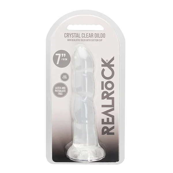 Shots Realrock Crystal Clear 7" Rippled Dildo - Transparent