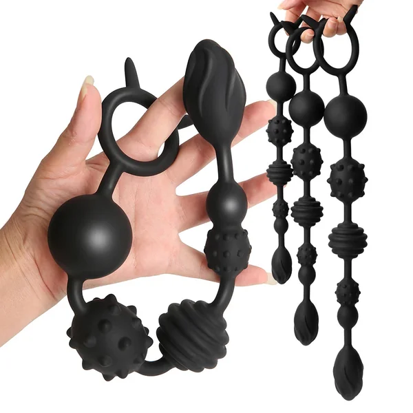 Silicone Anal Bead Butt Plug Ring – 6-Ball Anal Chain for Men & Women | Vaginal & Prostate Massage | Adult Erotic Toy