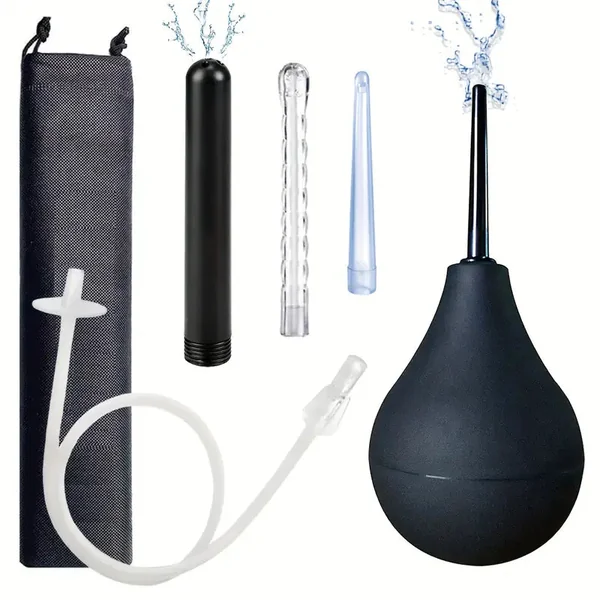 Silicone Irrigation Bulb Set 7.9oz Cleaning Rinse Hose Nozzles Enema Shower