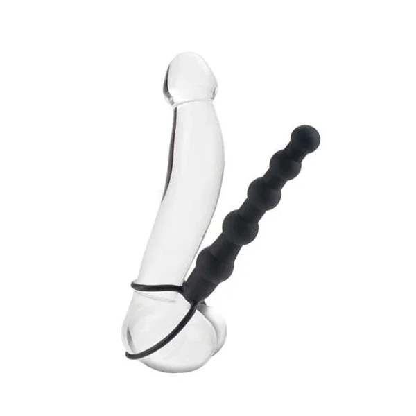 Silicone Love Rider Beaded Dual Penetrator - Black