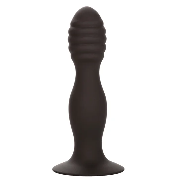 Silicone Ribbed Anal Stud - Black