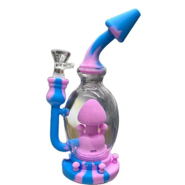 Silicone Waterpipe With Glass Chamber & Bent Neck