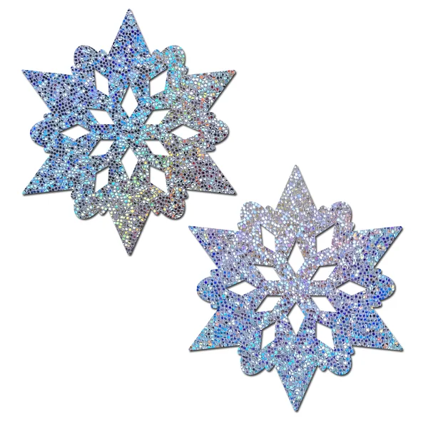 SILVER GLITTER SNOWFLAKES NIPPLE PASTIES