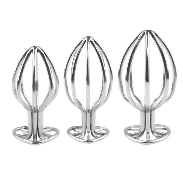 Silvery Heart-shaped Cut-out Metal Anal Plug For Anal Expansion