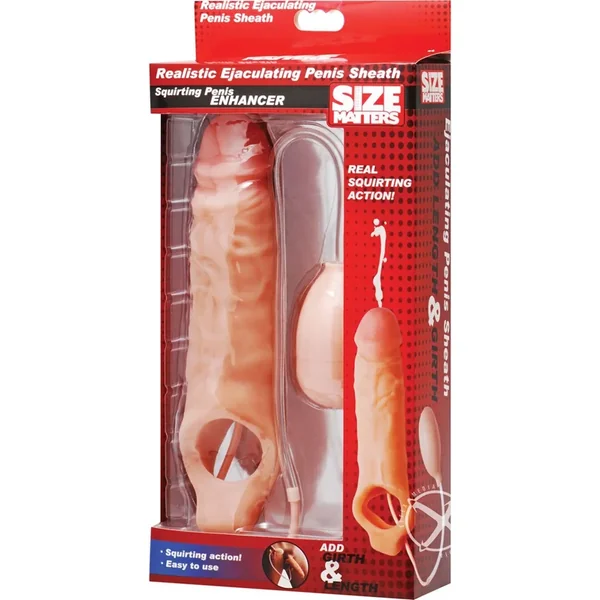 Size Matters Realistic Ejaculating Penis Sleeve Squirting Penis Enhancer Flesh
