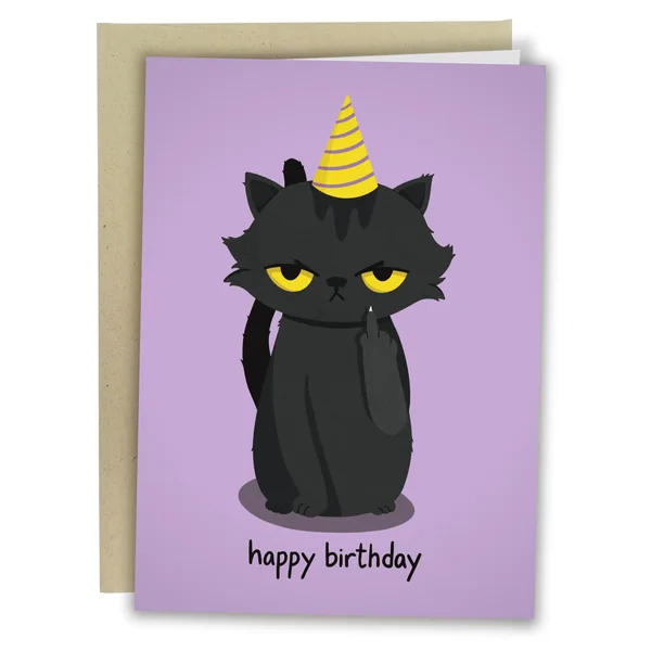 Sleazy Greetings – Happy Birthday Naughty Cat Card