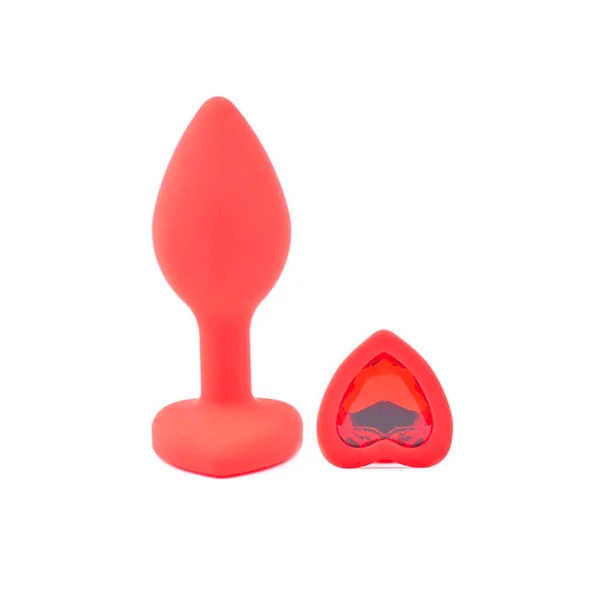 Small Heart Shaped Diamond Base Red Butt Plug