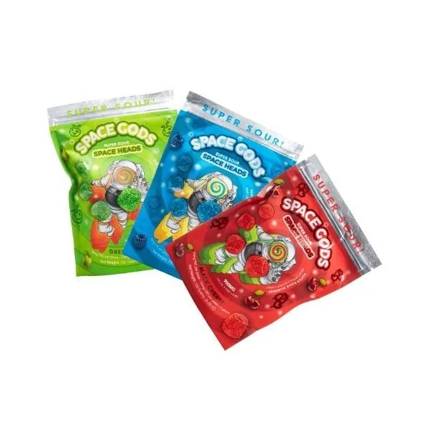 Space Gods Super Sour Gummies 900mg D9+CBD 15ct Lemon Lime