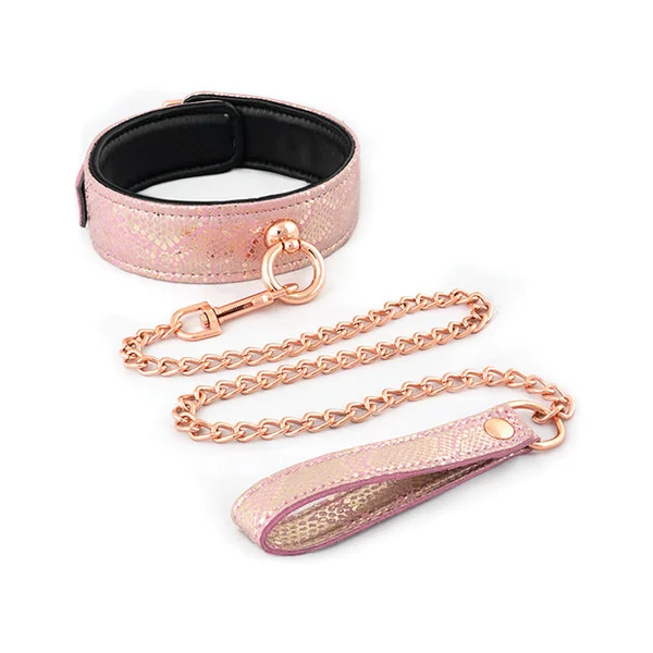 Spartacus Micro Fiber Collar & Leash W-leather Lining - Pink