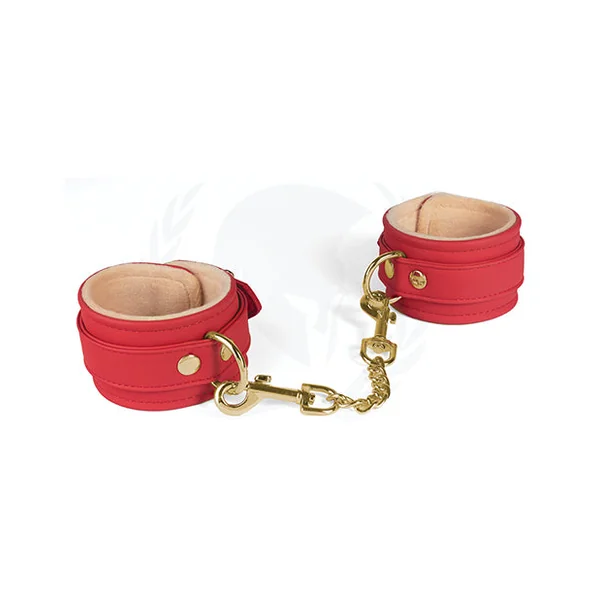 Spartacus Pu Ankle Cuffs W-plush Lining - Red