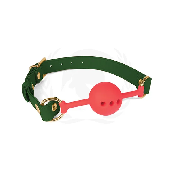 Spartacus Silicone Ball Gag W/green Pu Straps - 46 Mm Green