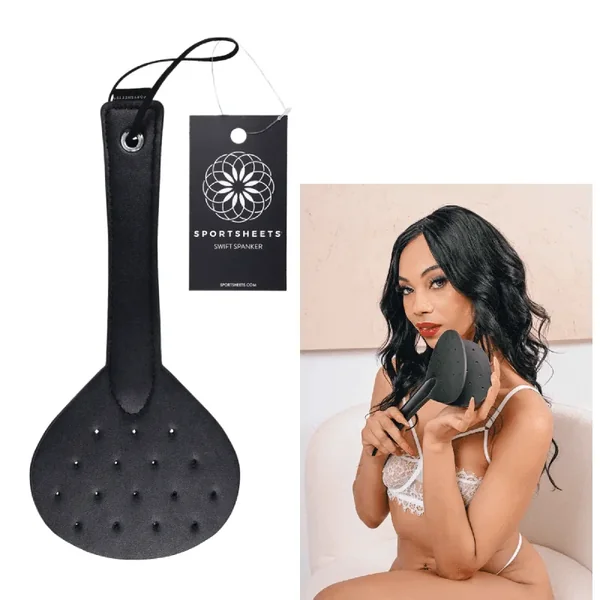 Sportsheets BDSM Bondage Gear 11.5-inch Faux Leather Swift Spanking Spanker – Black