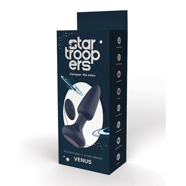 Star Troopers Venus Rotating Anal Plug w/Remote - Black