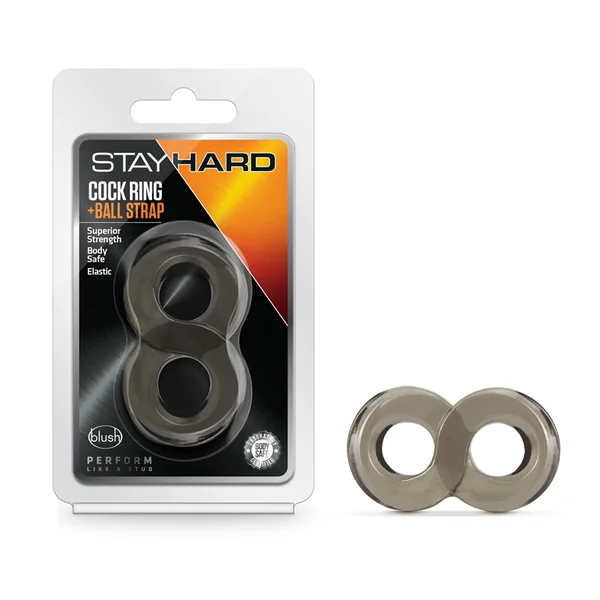 STAY HARD COCK RING & BALL STRAP BLACK