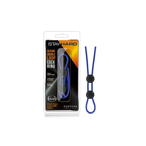 Stay Hard – Silicone Double Loop Cock Ring – Blue