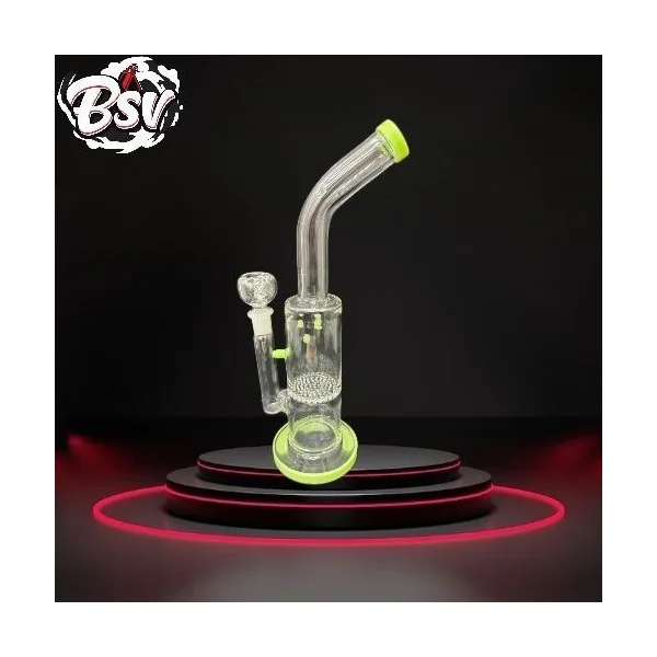 Straight Tube Waterpipe W/Honey Comb Perc And Bent Neck