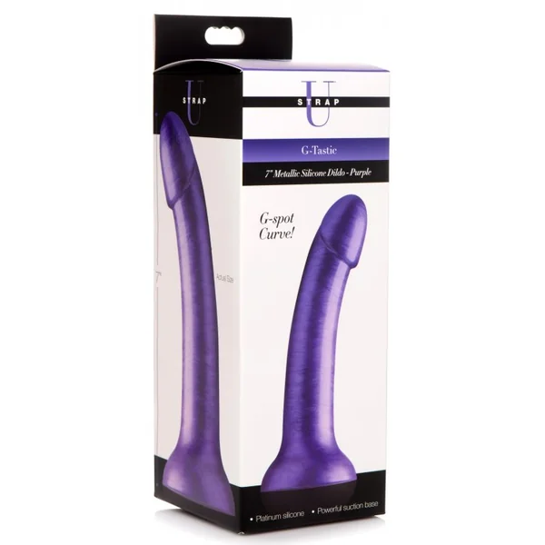 STRAP U G-TASTIC 7IN METALLIC SILICONE DILDO PURPLE