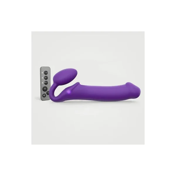 Strap-On-Me Rechargeable Remote-Controlled Silicone Vibrating Bendable Strapless Strap-On, XL, Purple