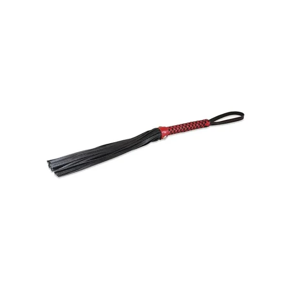 Sultra 16″ Lambskin Flogger Classic Weave Grip – Black w/Red Woven Handle
