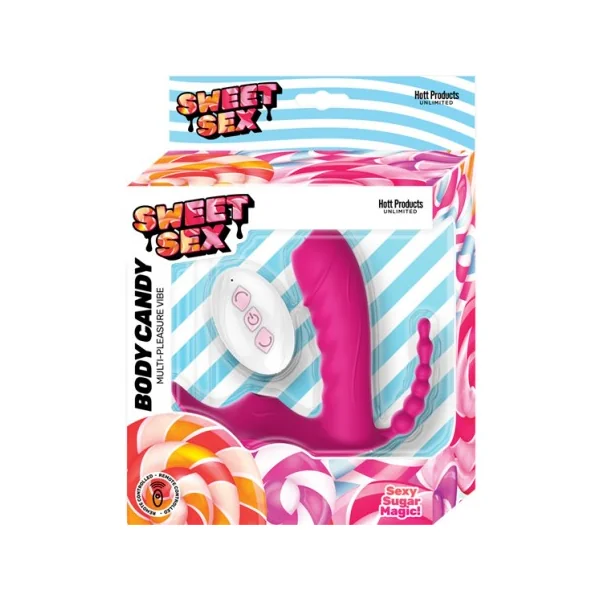 SWEET SEX BODY CANDY SILICONE TOY W/ TONGUE & BEADS MAGENTA