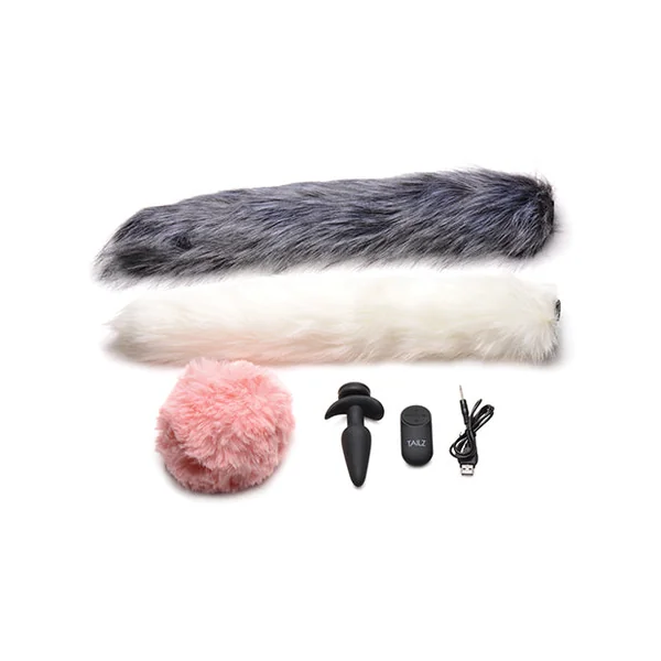 Tailz Snap-On! Vibrating Silicone Anal Plug With 3 Interchangeable Tails