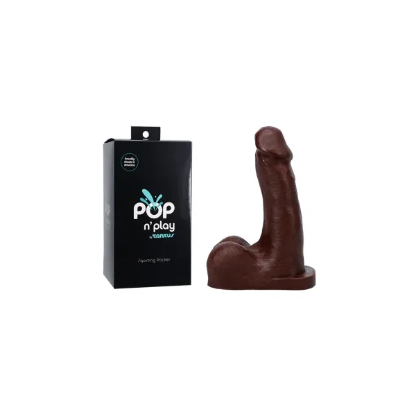 Tantus POP n’ Play Squirting Packer, 4.0 Inch Insertable, 1.25 Inch Max Width, Espresso