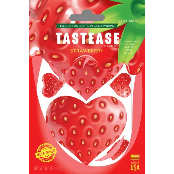 TASTEASE STRAWBERRY EDIBLE NIPPLE PASTIES & PECKER WRAPS