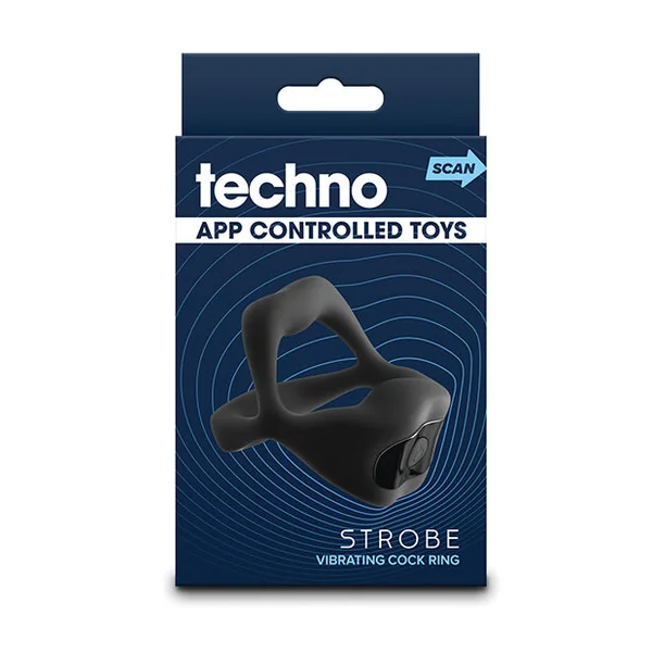 Techno Strobe App Controlled Vibrating Cock Ring - Black