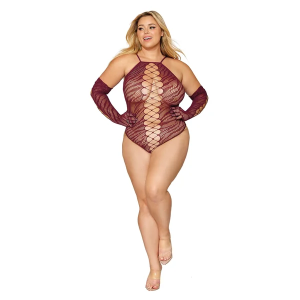 Teddy and Gloves - Queen Size - Burgundy