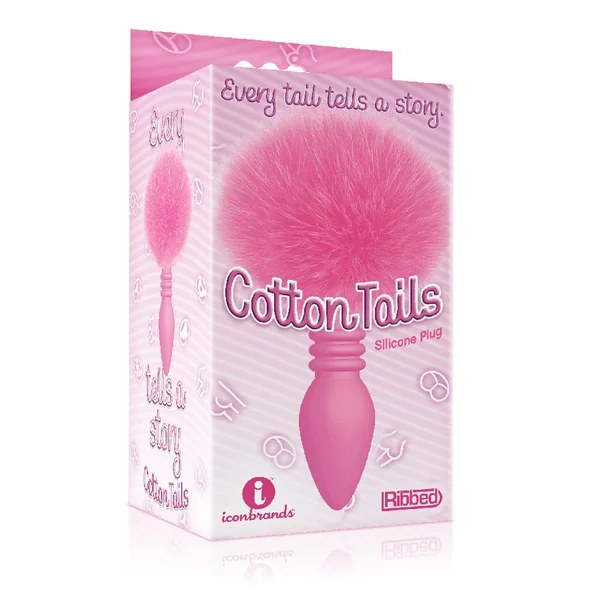 The 9's Cottontails Silicone Bunny Tail Butt Plug - Ribbed Pink