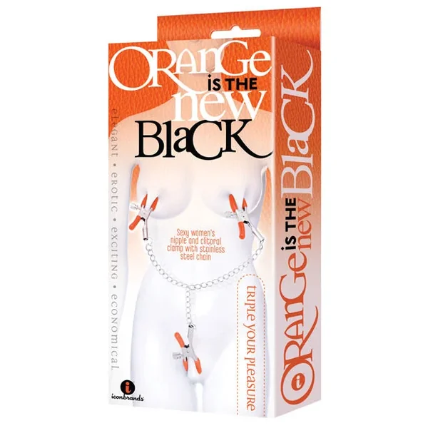 The 9’s Orange is the New Black Triple Your Pleasure Clamps & Chain