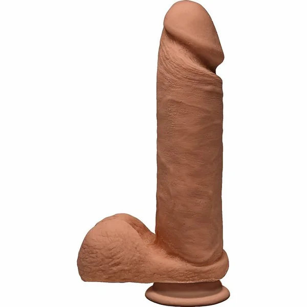 THE D PERFECT D 8 W/BALLS CARAMEL TAN DILDO “