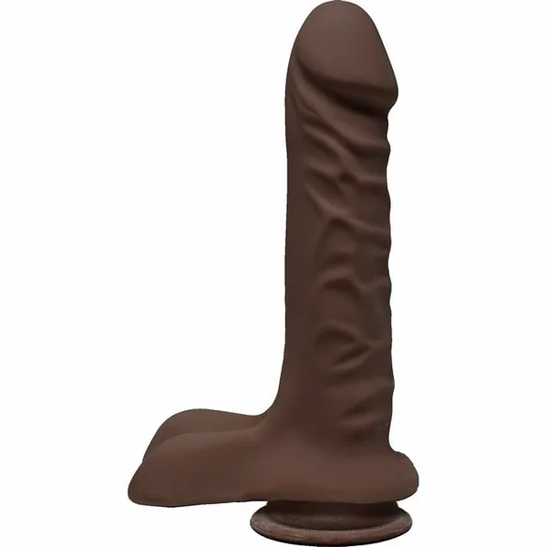THE D SUPER D 8 W/BALLS CHOCOLATE BROWN DILDO “