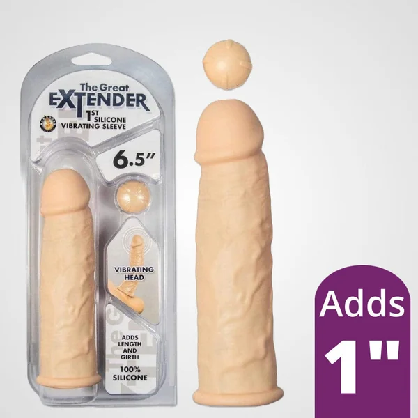 The Great Extender 1st Vibrating Penis Sleeve 6.5" - White