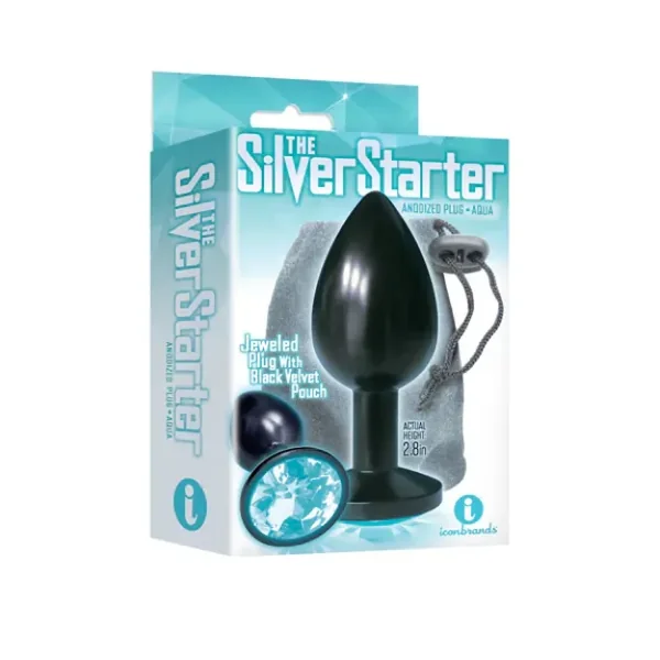 The Silver Starter Plug Round Black & Aqua