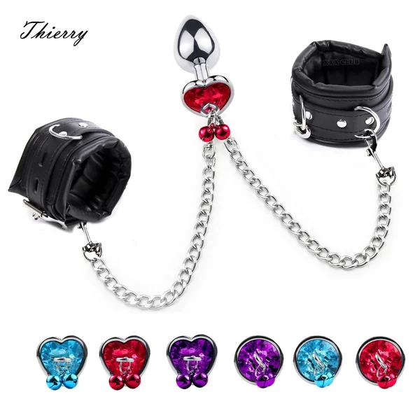 Thierry Wrist Anal Plug Bondage Kit Handcuffs with Butt Plug SM Adult Games for Women Men Fetish