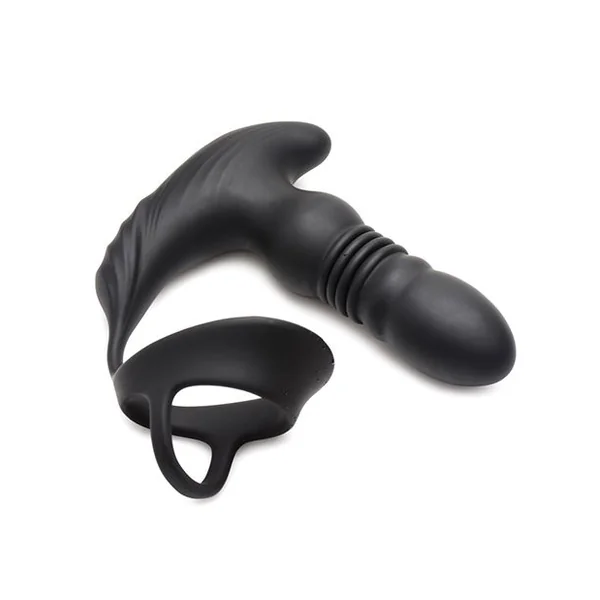 ThunderPlugs 10X Thrusting Silicone Vibrator With Cock & Ball Strap & Remote