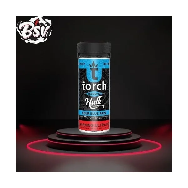 Torch Hulk 15000mg D9+THC-P Gummies 20ct Sour Blue Razz