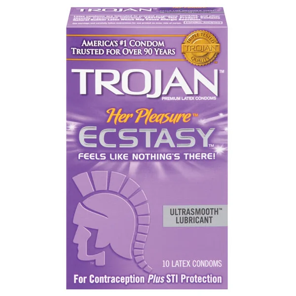 Trojan Her Pleasure Ecstasy Condoms - Box Of 10