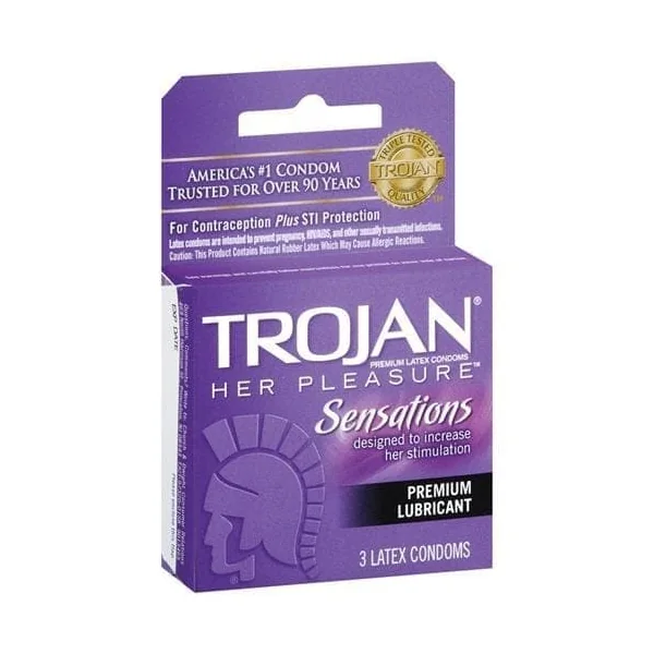 Trojan Her Pleasure Sensations Lubricated Condoms - 3 Pack