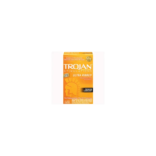 TROJAN STIMULATIONS ULTRA RIBBED 12 PACK