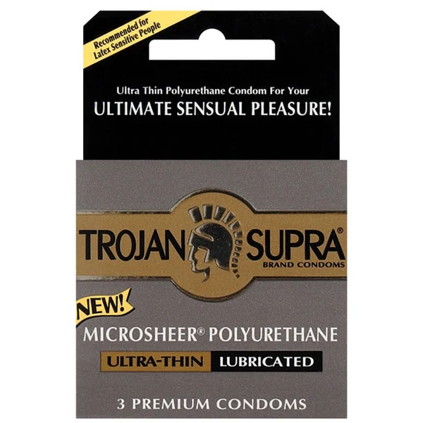 Trojan Supra Ultra-thin Polyurethane Condoms - Box Of 3