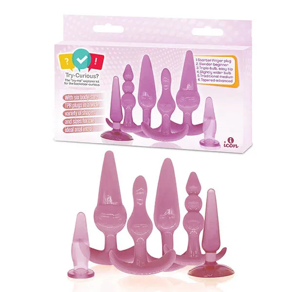 Try-Curious Anal Plug Kit – Pink Anal Kit – Set of 6
