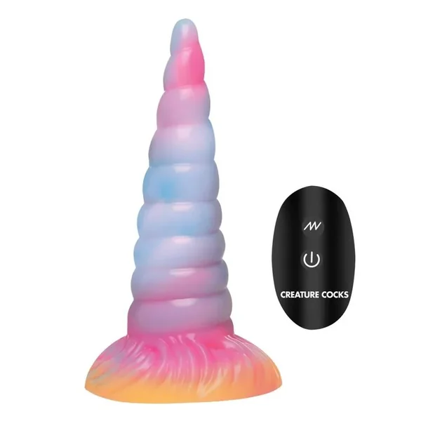 Unicorn Glow-in-the-Dark 7.7 Inch Vibrating Fantasy Dildo w/ Suction Cup