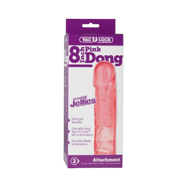 Vac-U-Lock – 8 Inch Pink Dong – Crystal Jellies